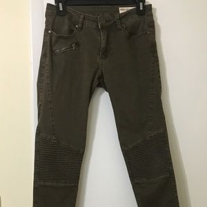 Army Green Moto Skinny Jeans